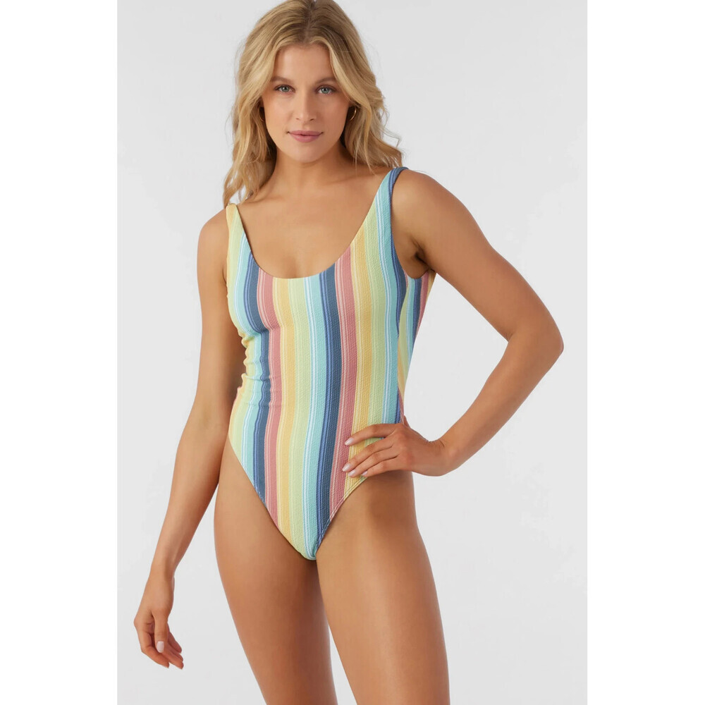 O'Neill Beachbound North Shore One Piece Womens XS Multi Stripe Swimsuits RED967